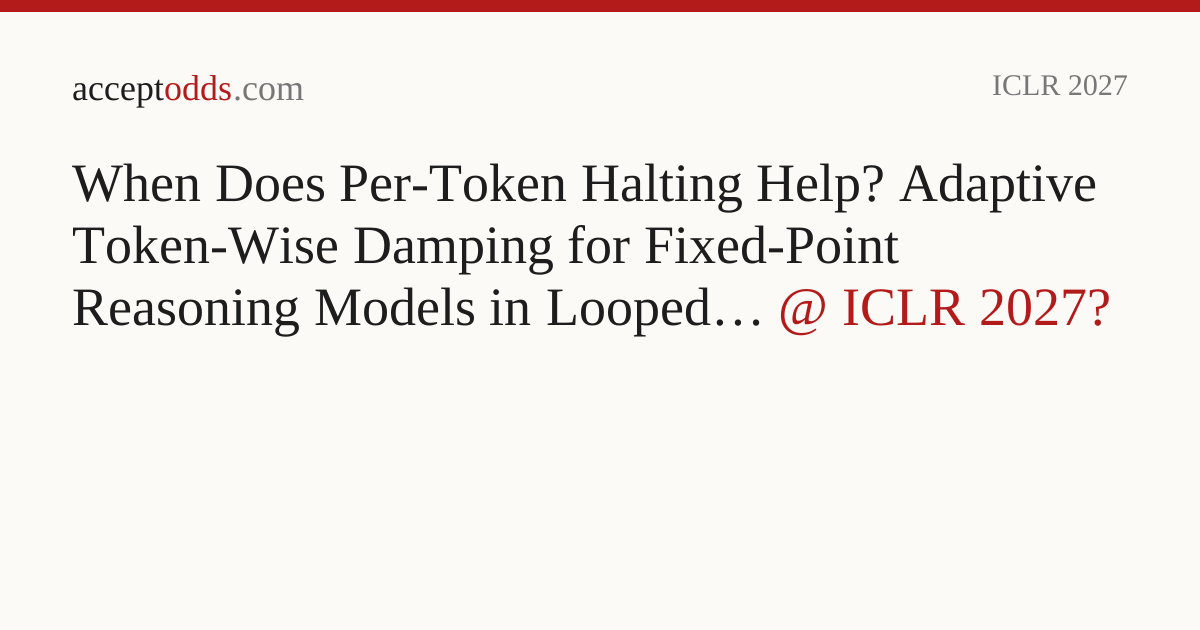 When Does Per-Token Halting Help? Adaptive Token-Wise Damping for Fixed ...